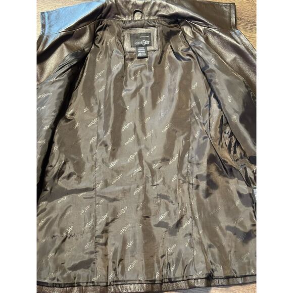Genuine Leather Jacket East 5th Petite Medium Brown - Picture 11 of 12